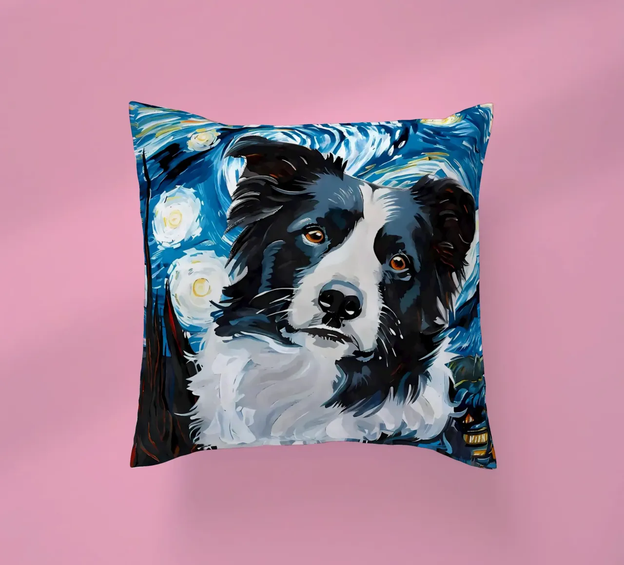 Border Collie Notte stellata cuscino da Adrian Patel