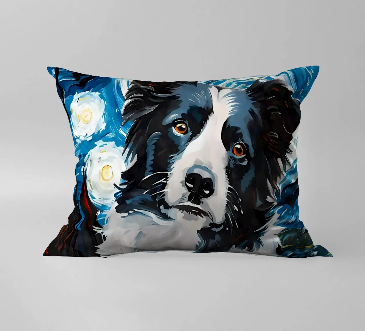 Border Collie Notte stellata cuscino da Adrian Patel