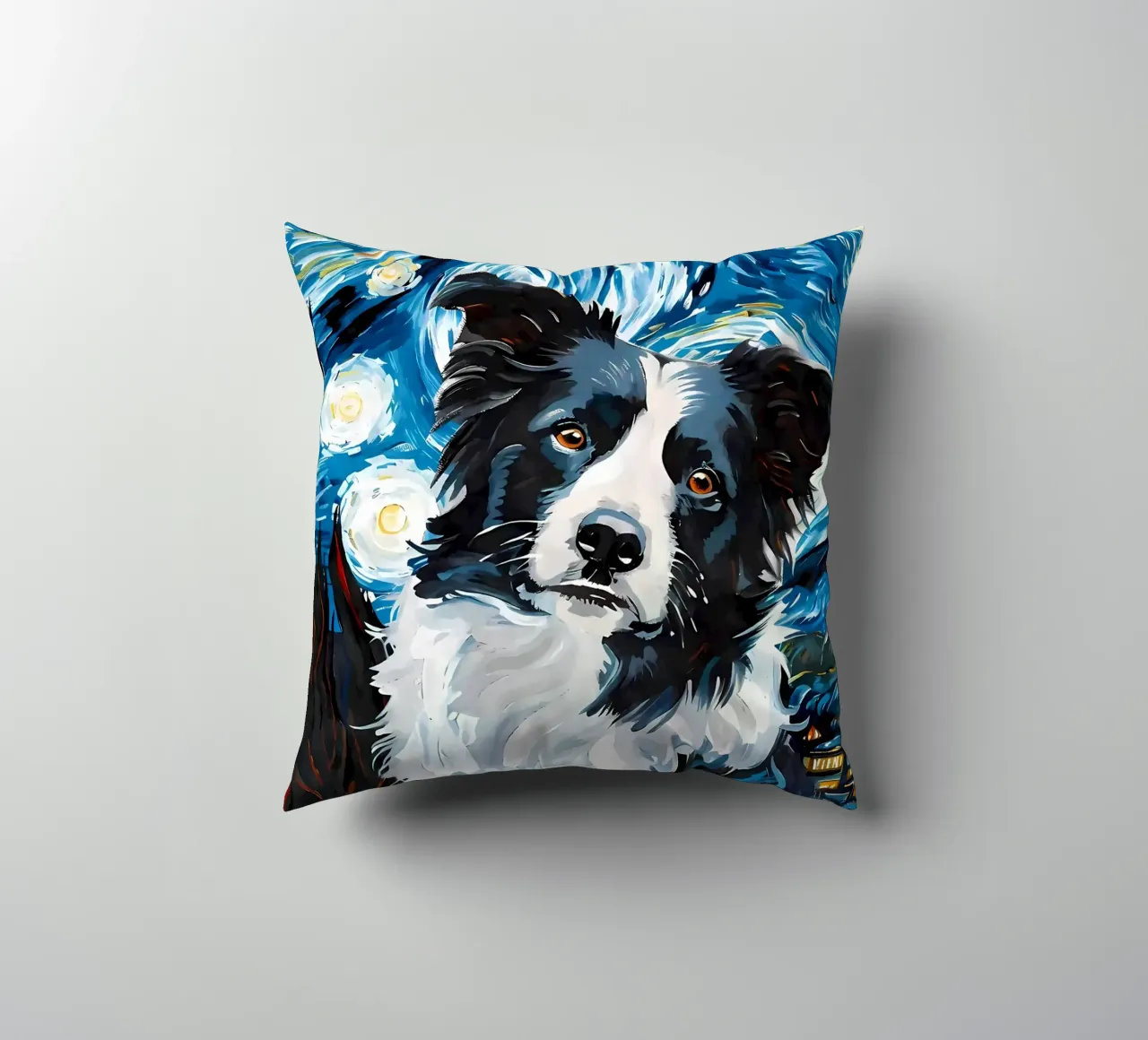 Border Collie Notte stellata cuscino da Adrian Patel