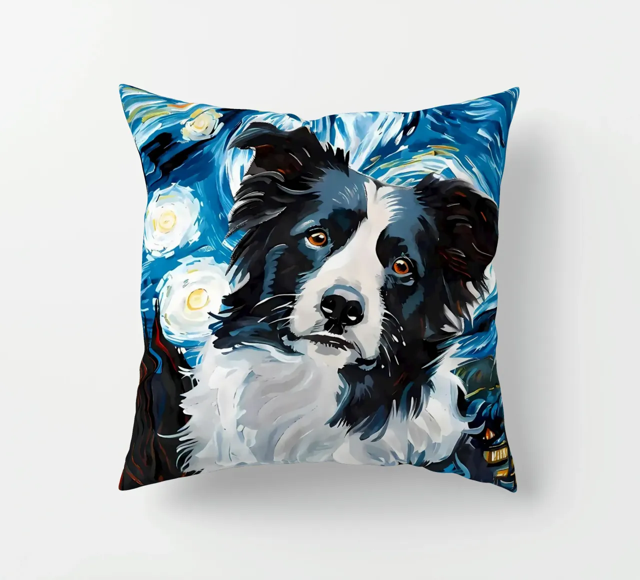 Border Collie Notte stellata cuscino da Adrian Patel