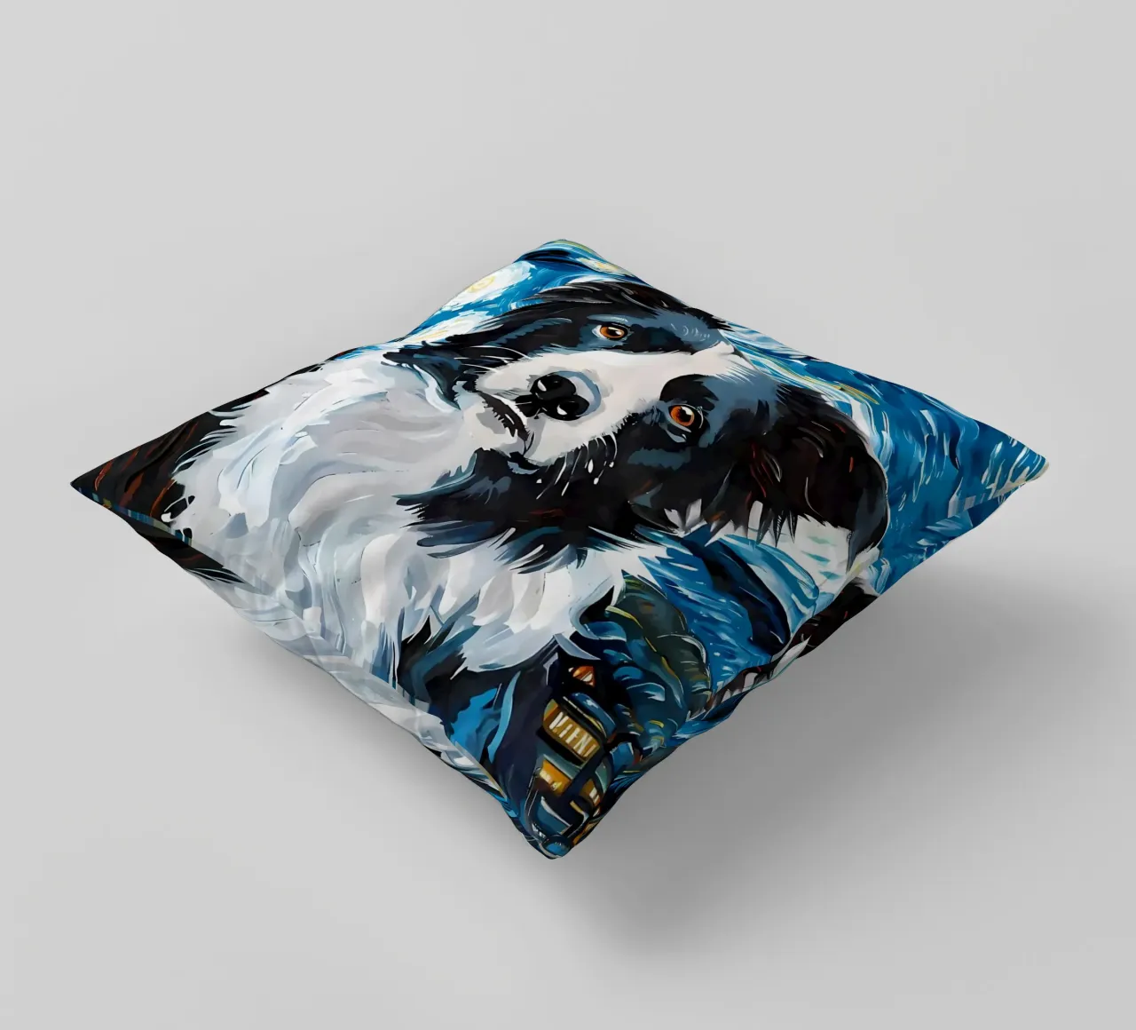 Border Collie Notte stellata cuscino da Adrian Patel