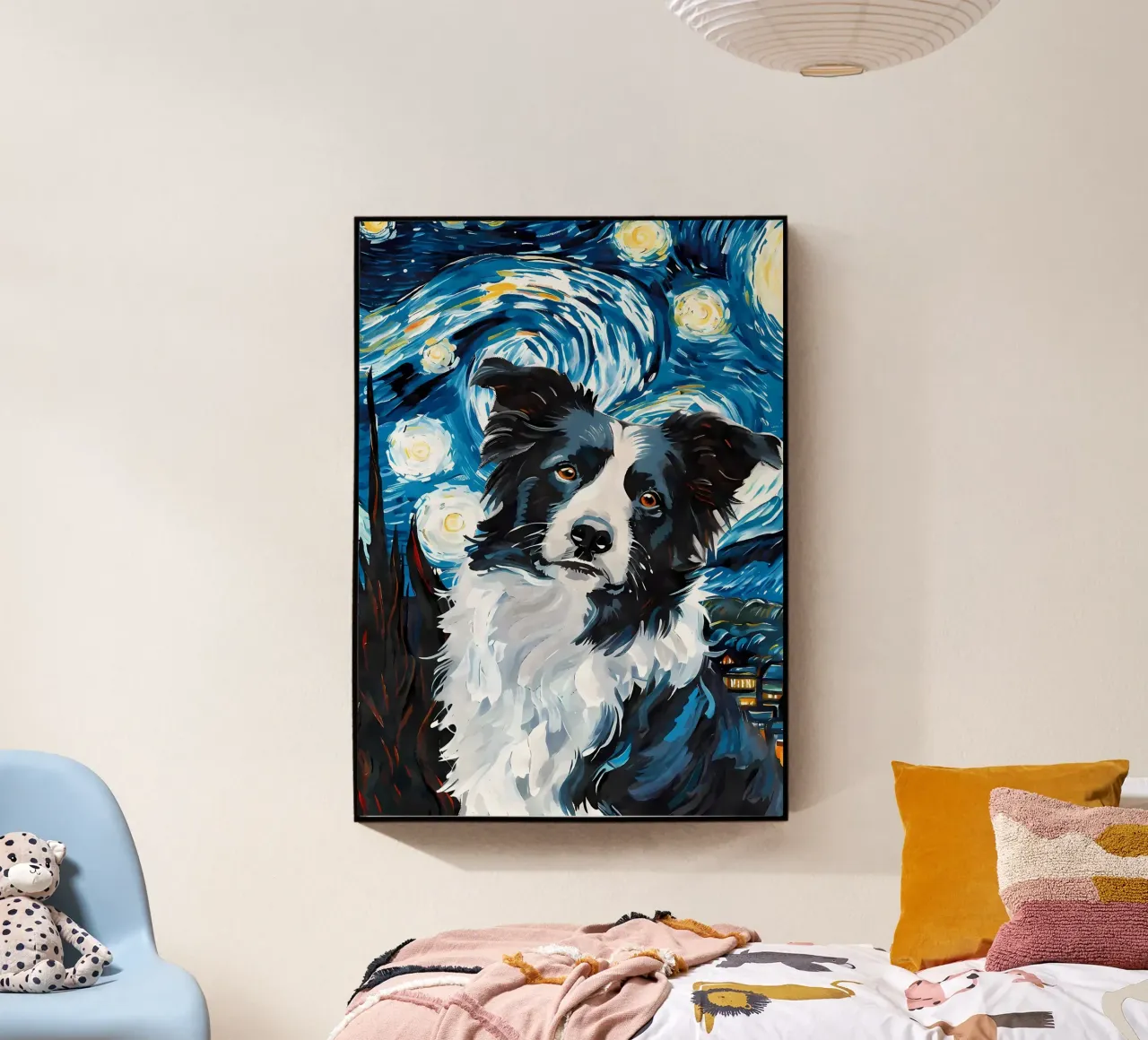 Border Collie Notte stellata plexiglass da Adrian Patel