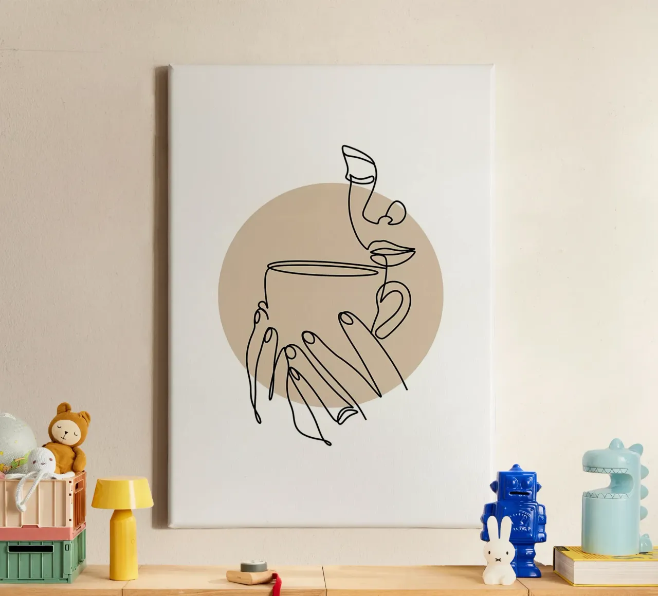 Arte in linea del caffè tela con Cornice a cassetta da Aiden Garcia