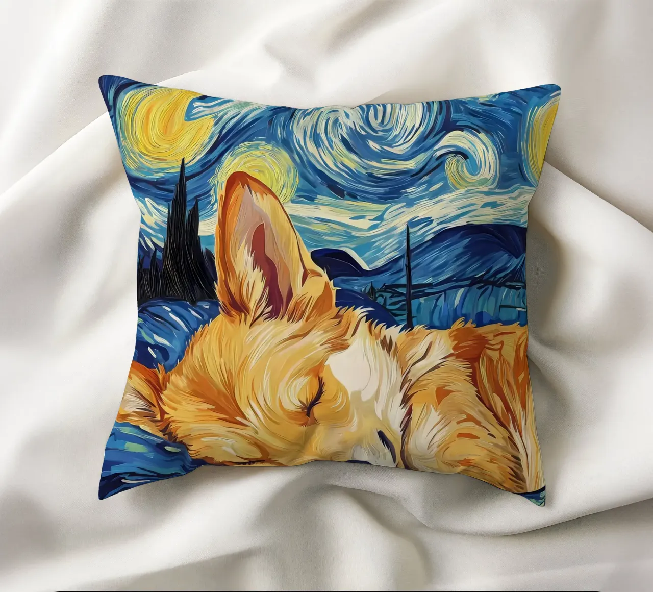 Corgi nella notte stellata cuscino da Adrian Patel