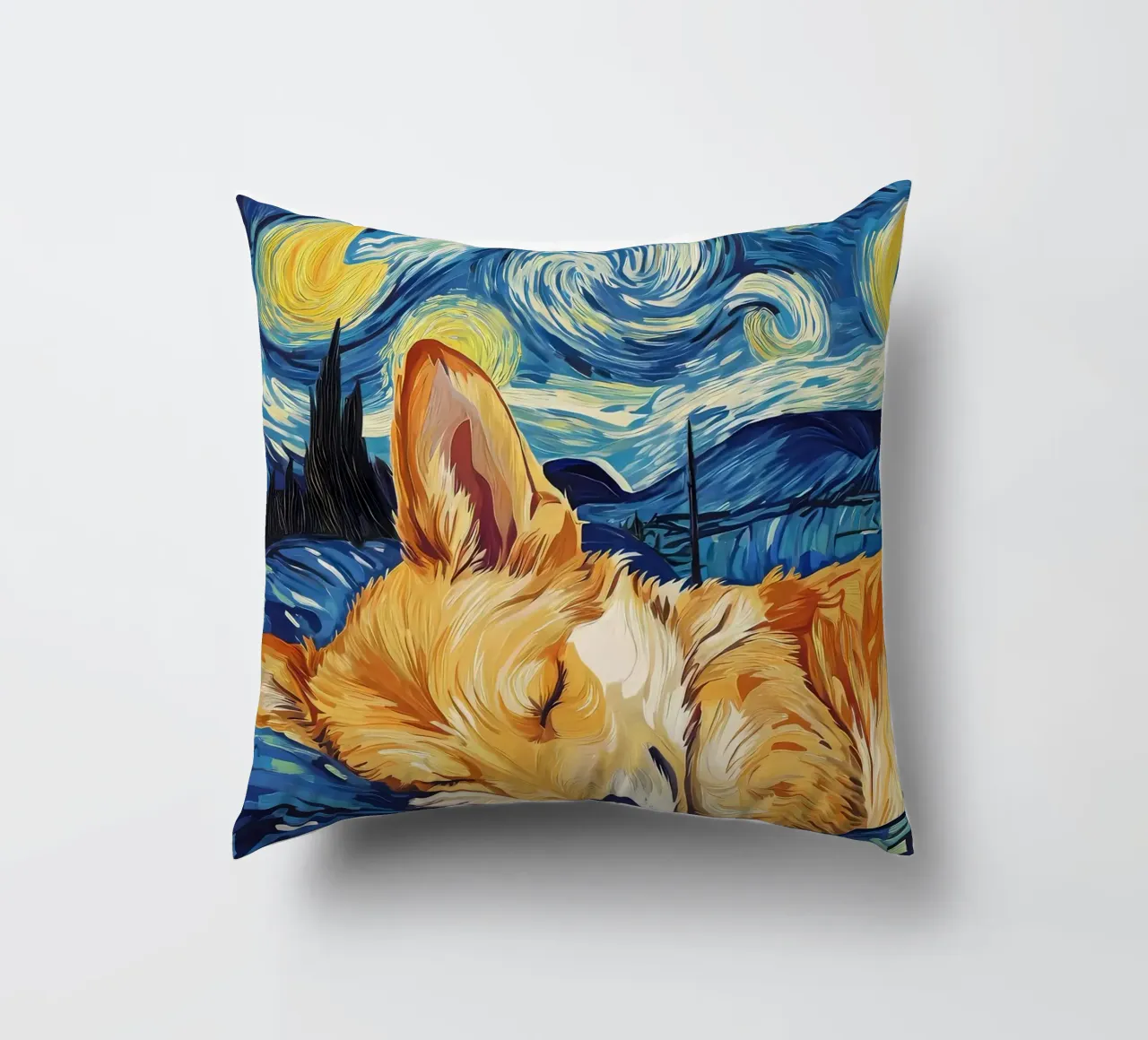 Corgi nella notte stellata cuscino da Adrian Patel