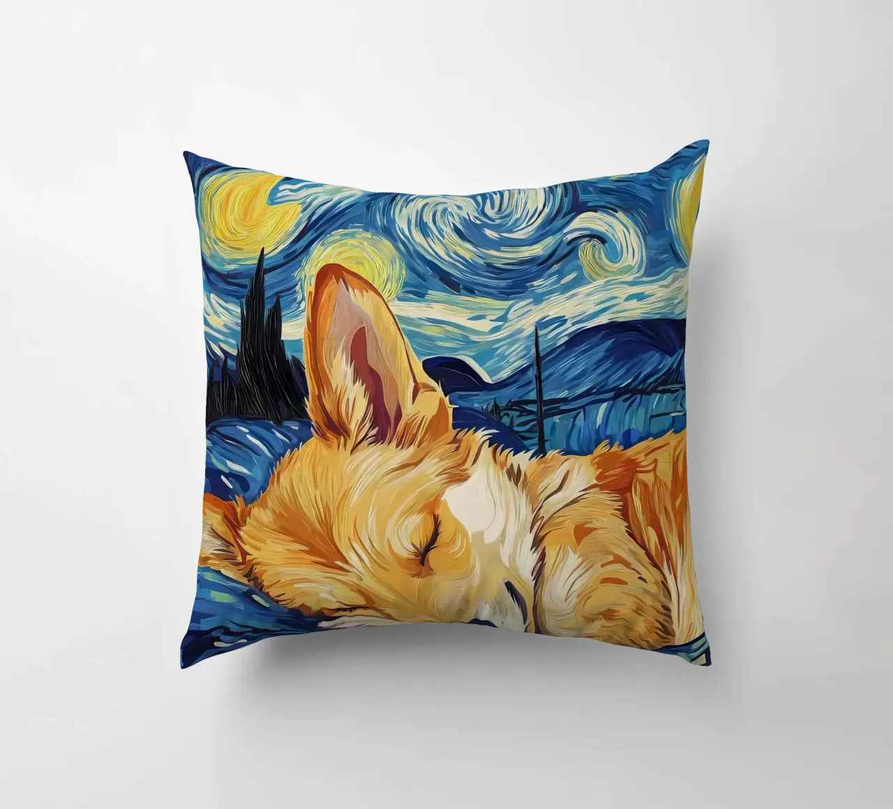 Corgi nella notte stellata cuscino da Adrian Patel