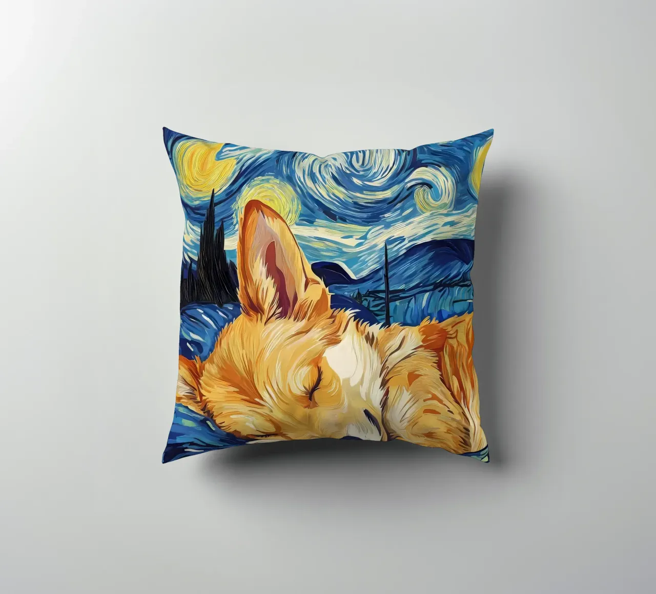 Corgi nella notte stellata cuscino da Adrian Patel