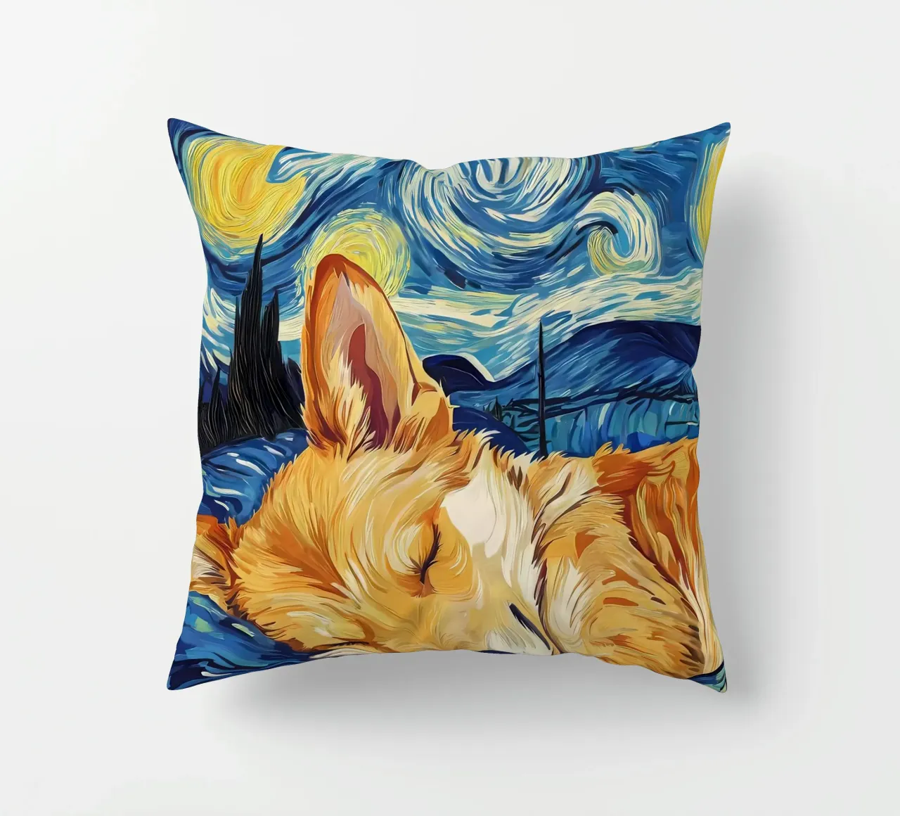 Corgi nella notte stellata cuscino da Adrian Patel