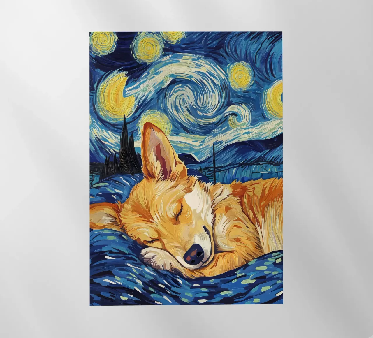 Corgi nella notte stellata pellicola backlit da Adrian Patel