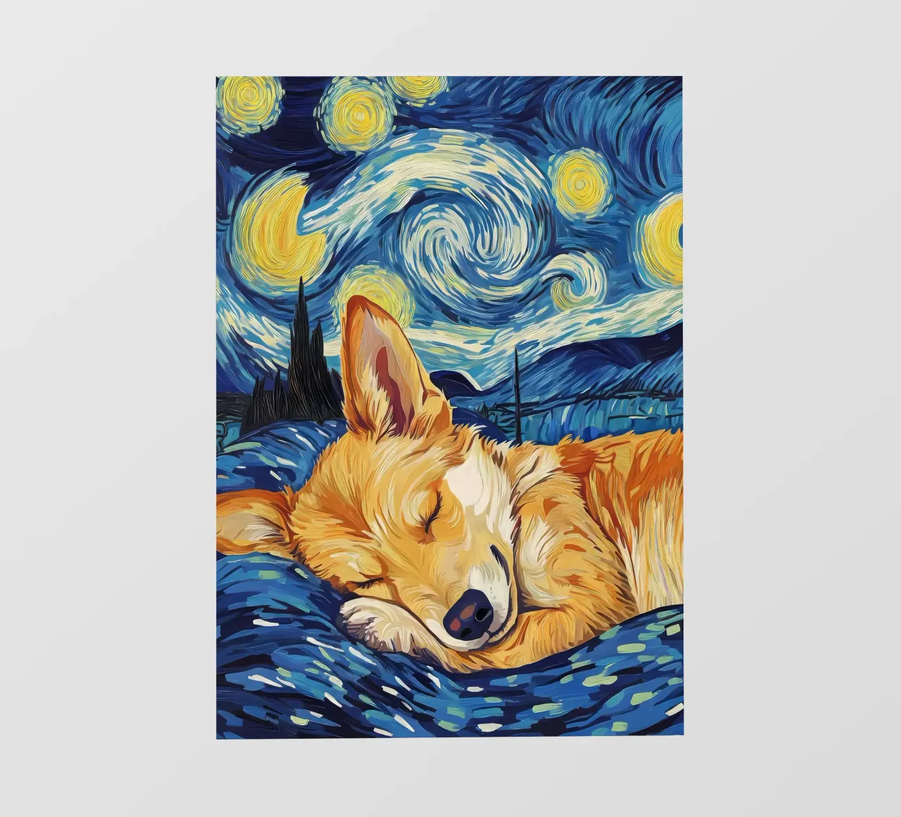 Corgi nella notte stellata telo in pvc da Adrian Patel