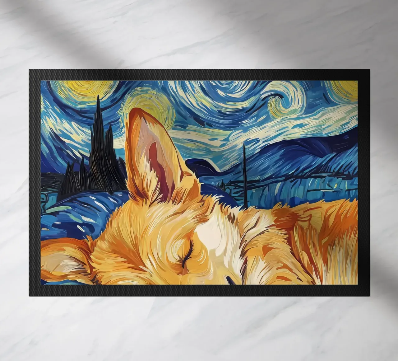 Corgi nella notte stellata zerbino da Adrian Patel