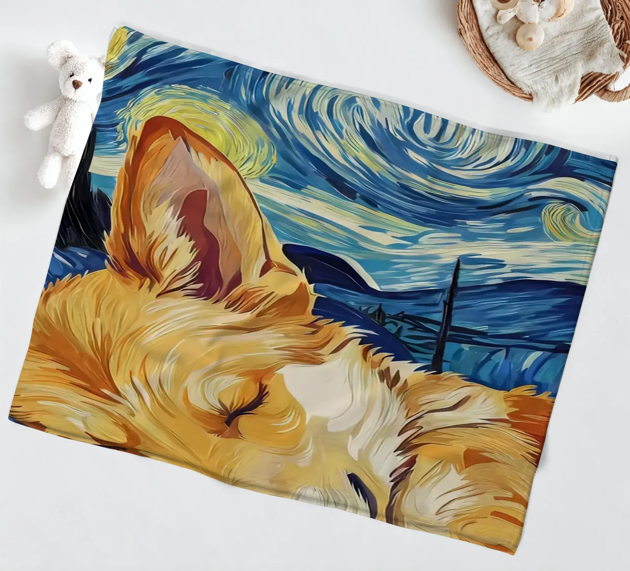 Corgi nella notte stellata coperta in pile da Adrian Patel