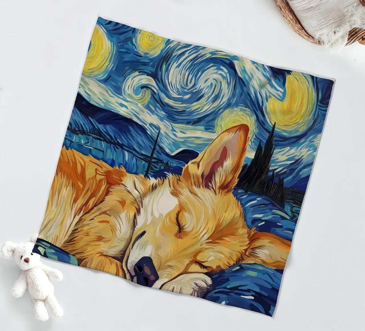 Corgi nella notte stellata coperta in pile da Adrian Patel