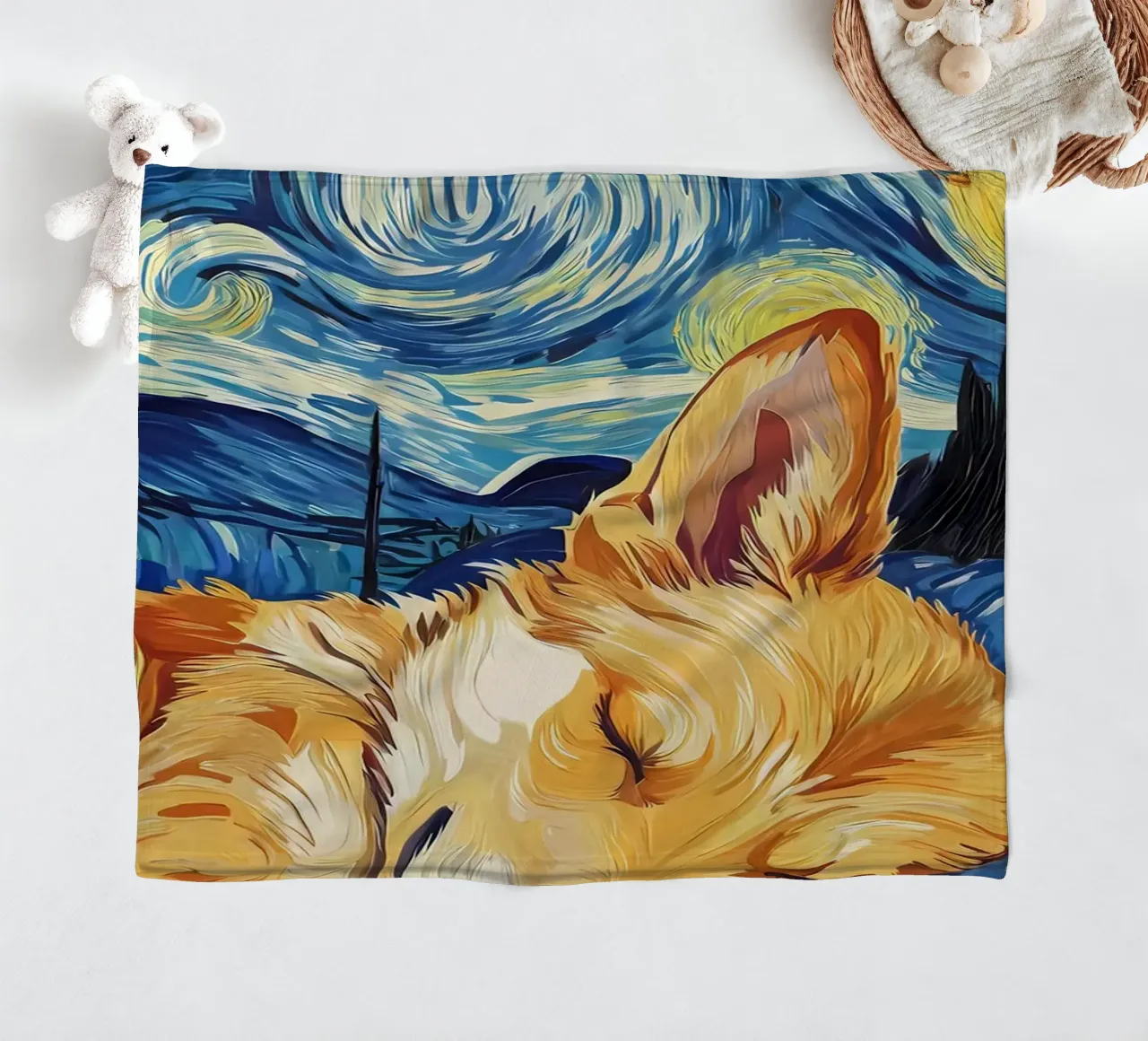 Corgi nella notte stellata coperta in pile da Adrian Patel