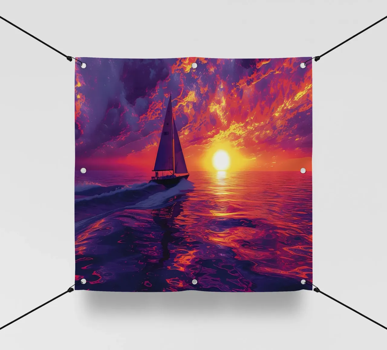 Barca a vela al tramonto pittura telo in pvc da Bartosz Powalka