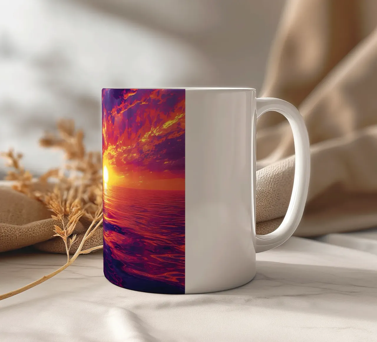 Sailboat Sunset Painting ceramic mug by Bartosz Powalka