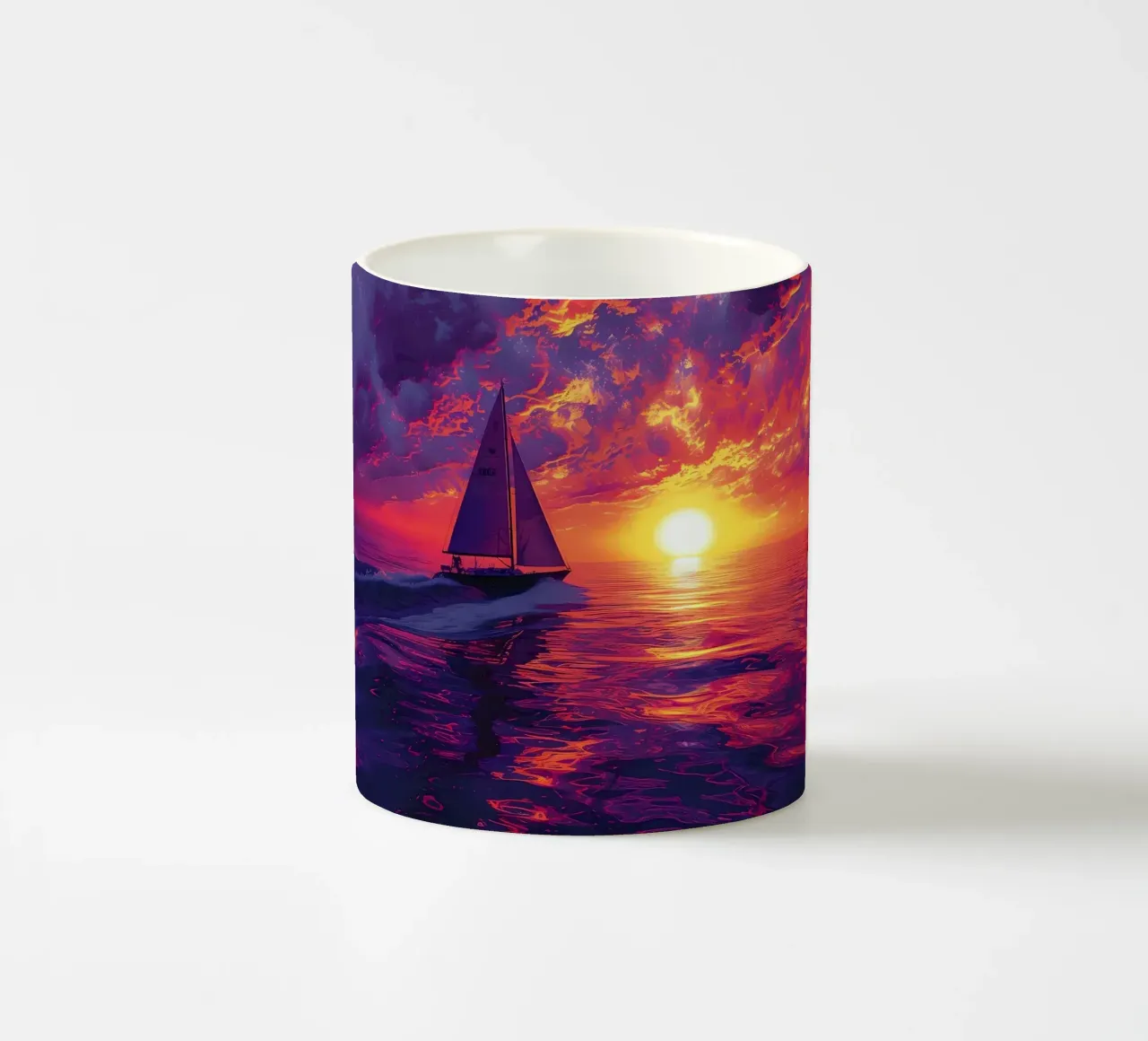 Sailboat Sunset Painting ceramic mug by Bartosz Powalka