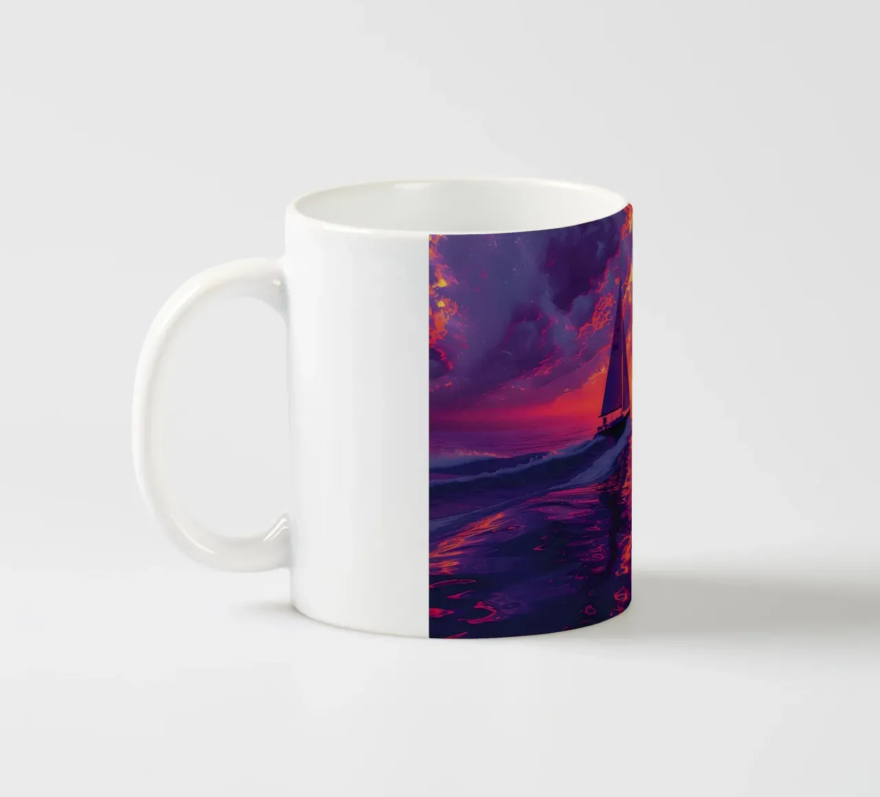Sailboat Sunset Painting ceramic mug by Bartosz Powalka