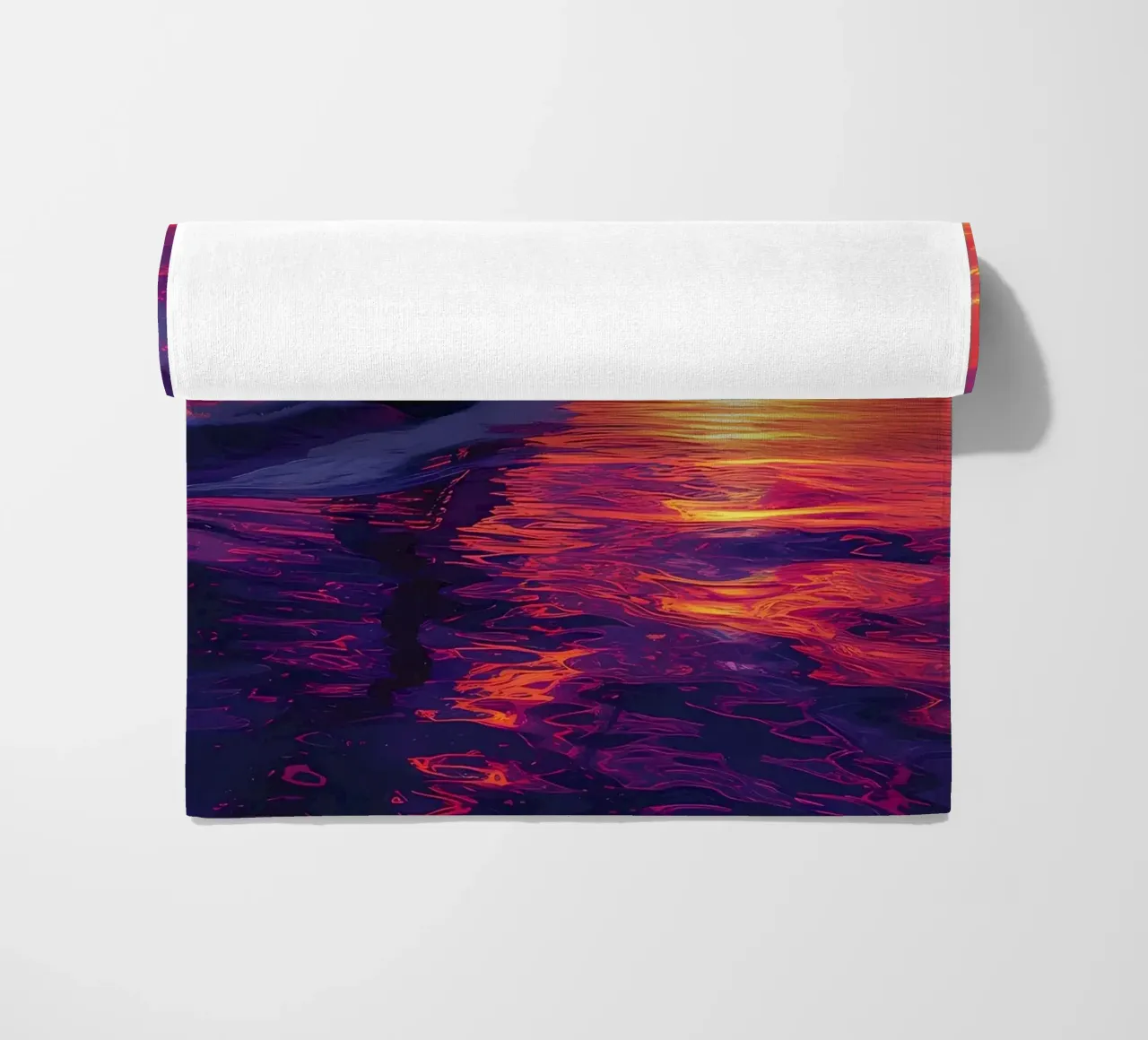 Sailboat Sunset Painting beach towel by Bartosz Powalka