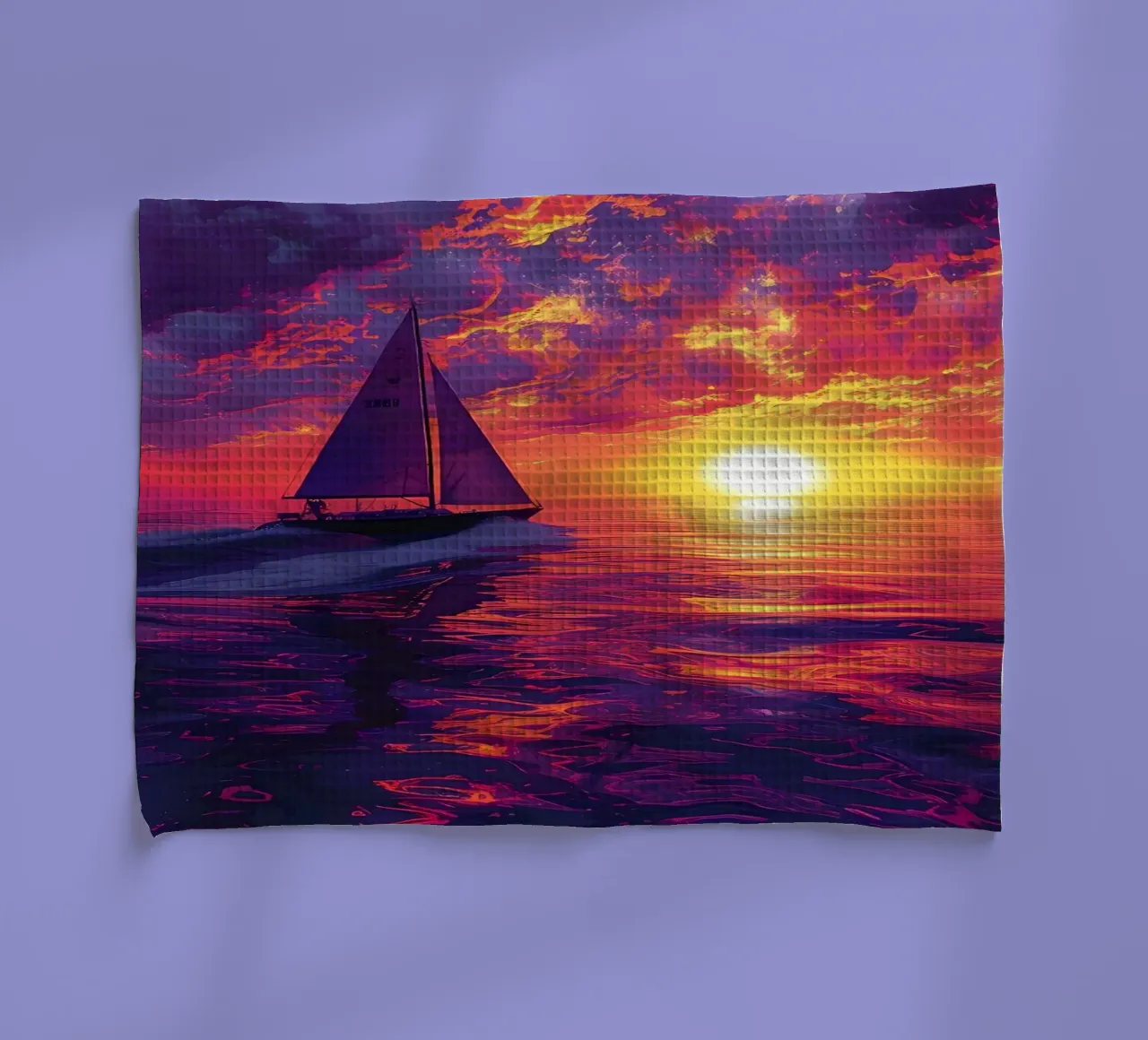 Tableau du coucher de soleil d'un voilier torchon de Bartosz Powalka