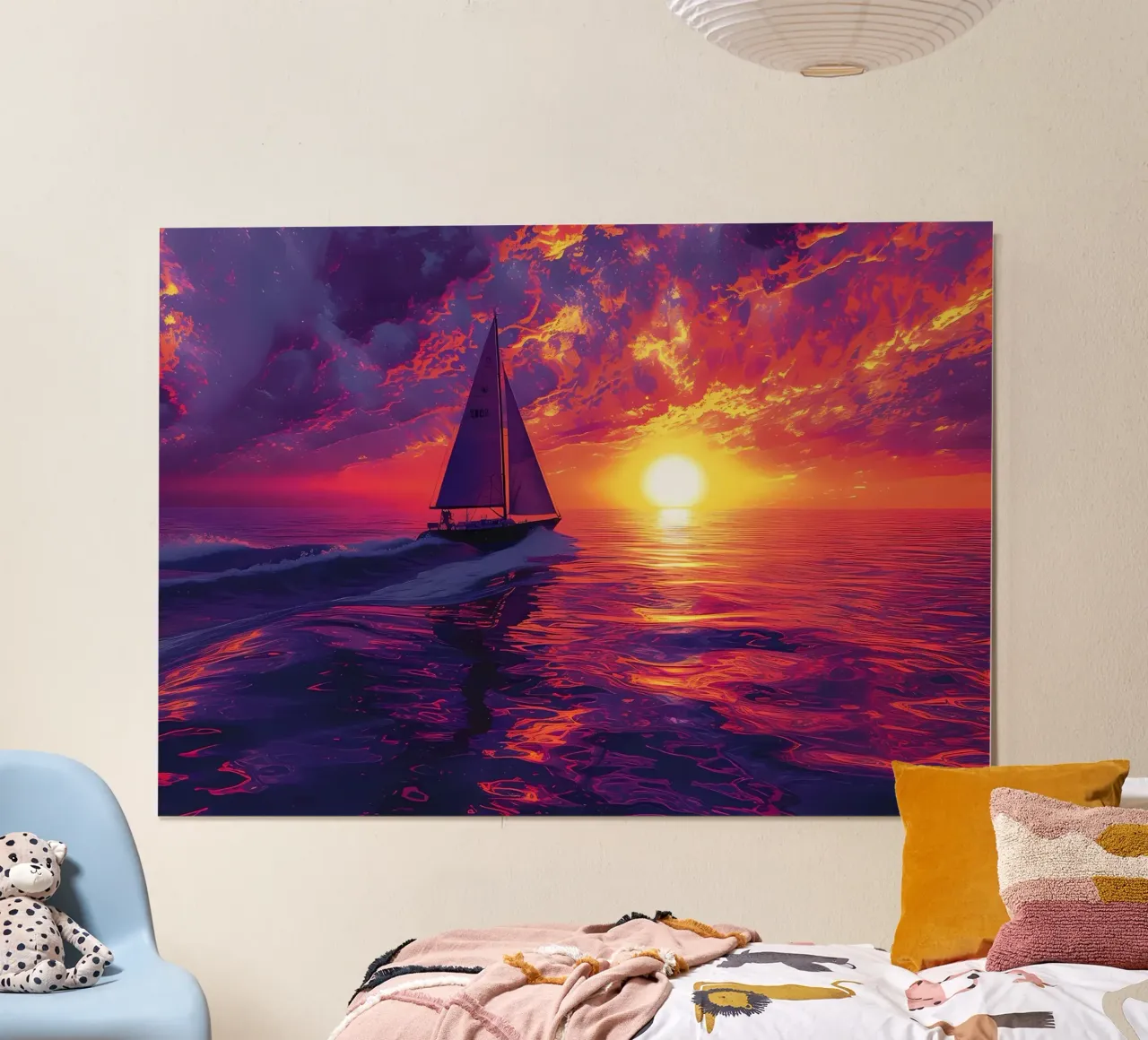 Segelboot Sonnenuntergang Gemälde Poster von Bartosz Powalka