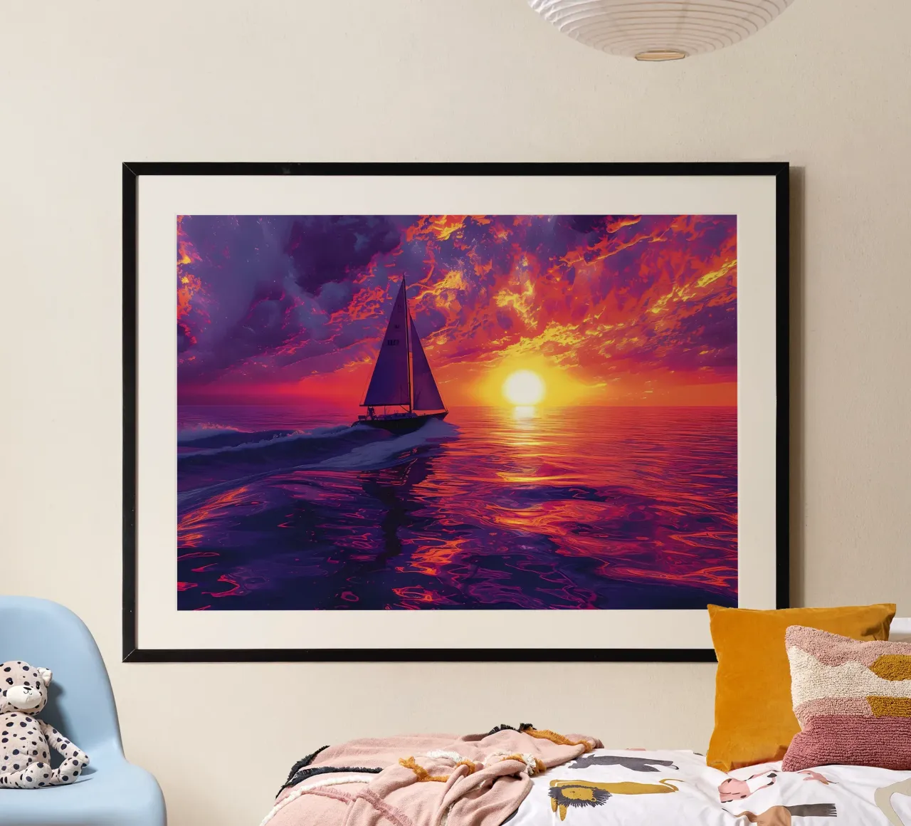 Segelboot Sonnenuntergang Gemälde Poster von Bartosz Powalka