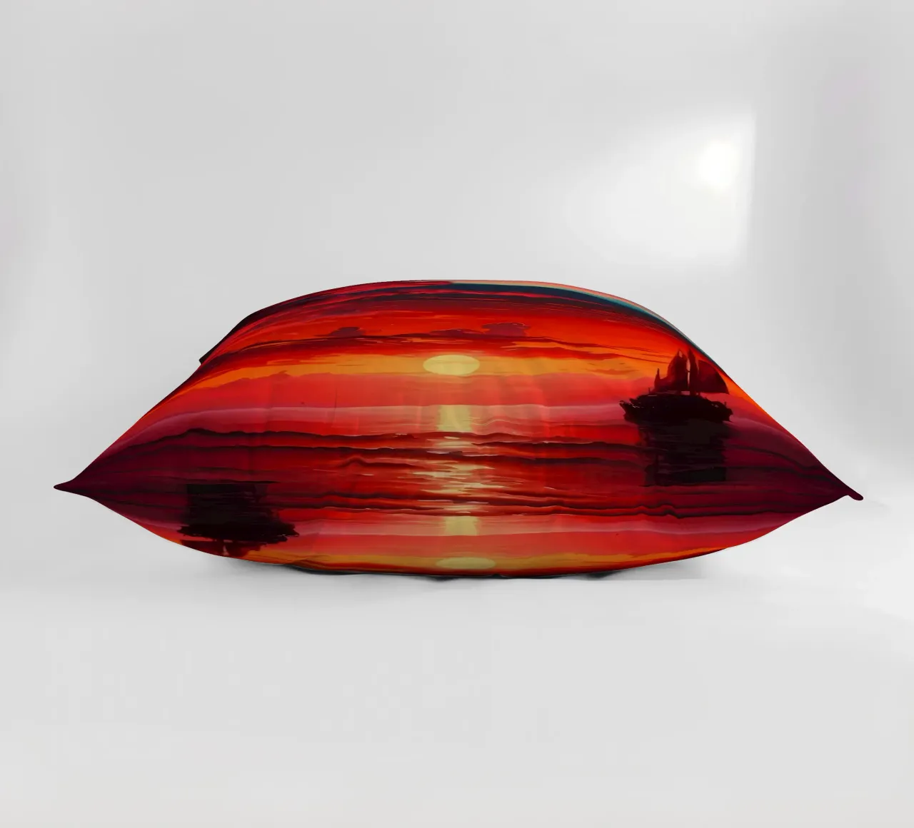 Sailboat Sunset Landscape decorative cushion by Bartosz Powalka