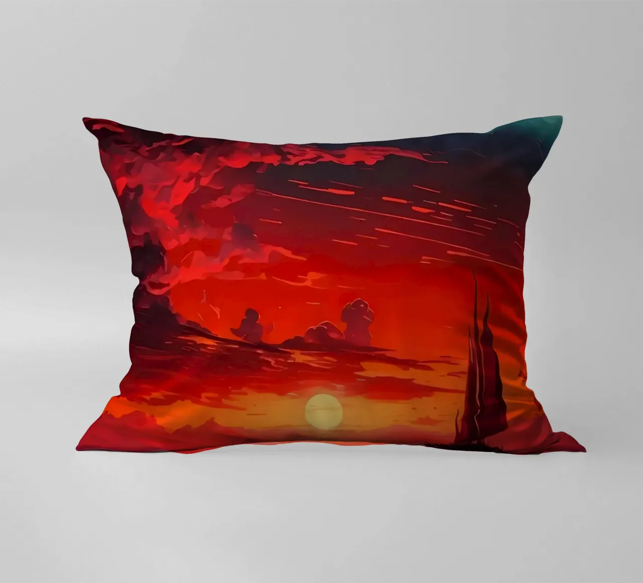 Sailboat Sunset Landscape decorative cushion by Bartosz Powalka