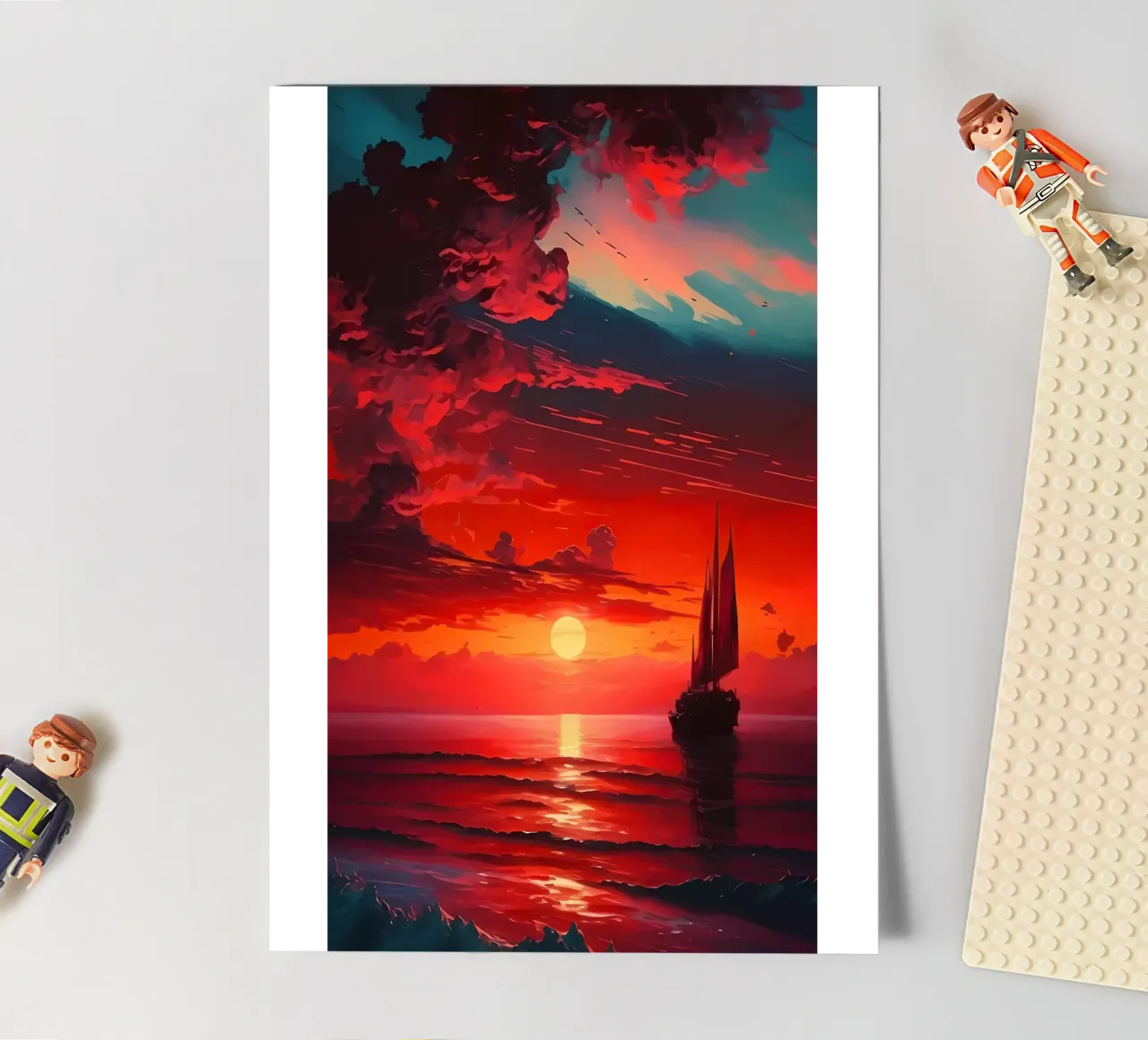 Sailboat Sunset Landscape sticker sheet by Bartosz Powalka