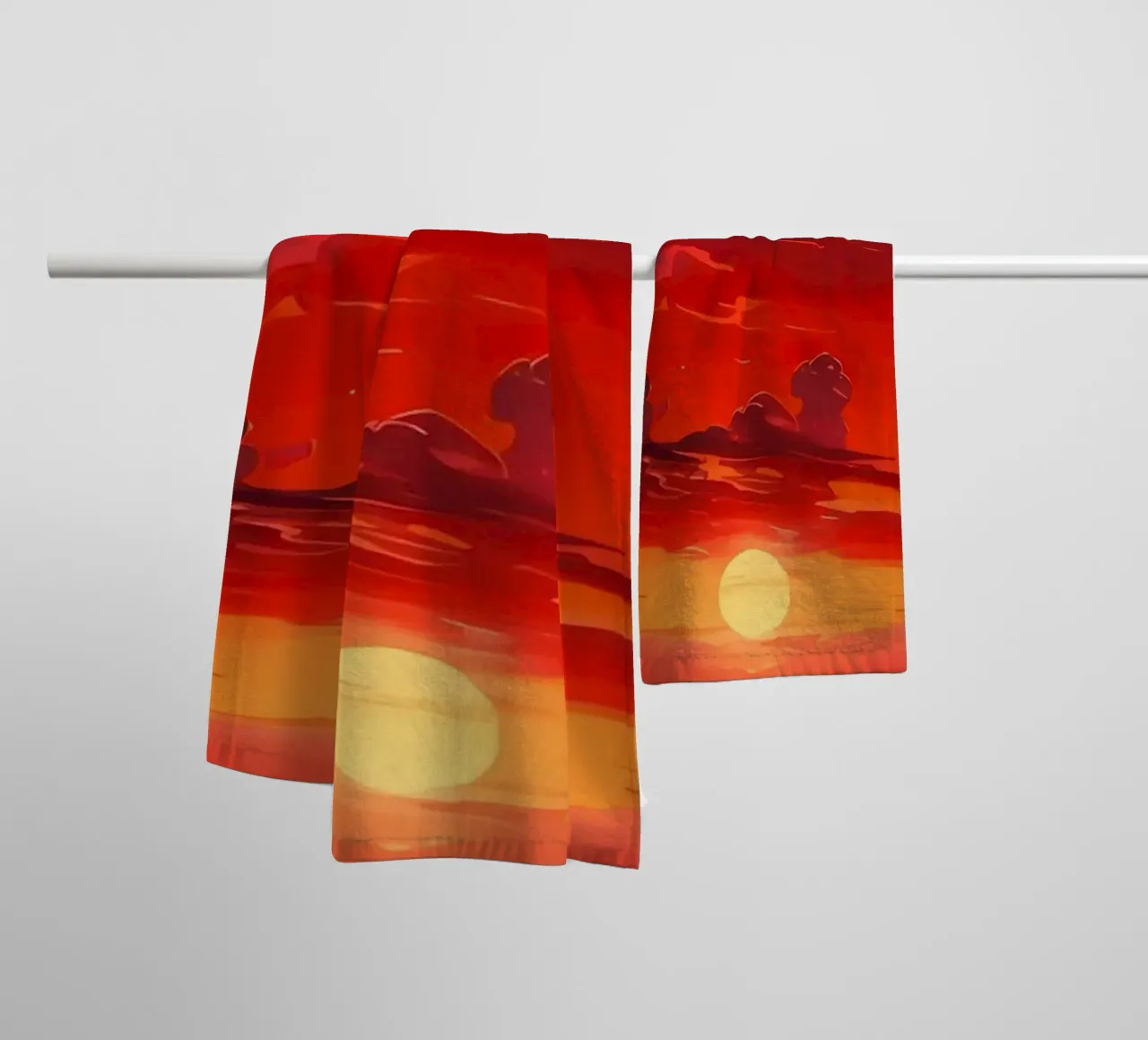 Zeilboot Zonsondergang Landschap badhanddoek van Bartosz Powalka