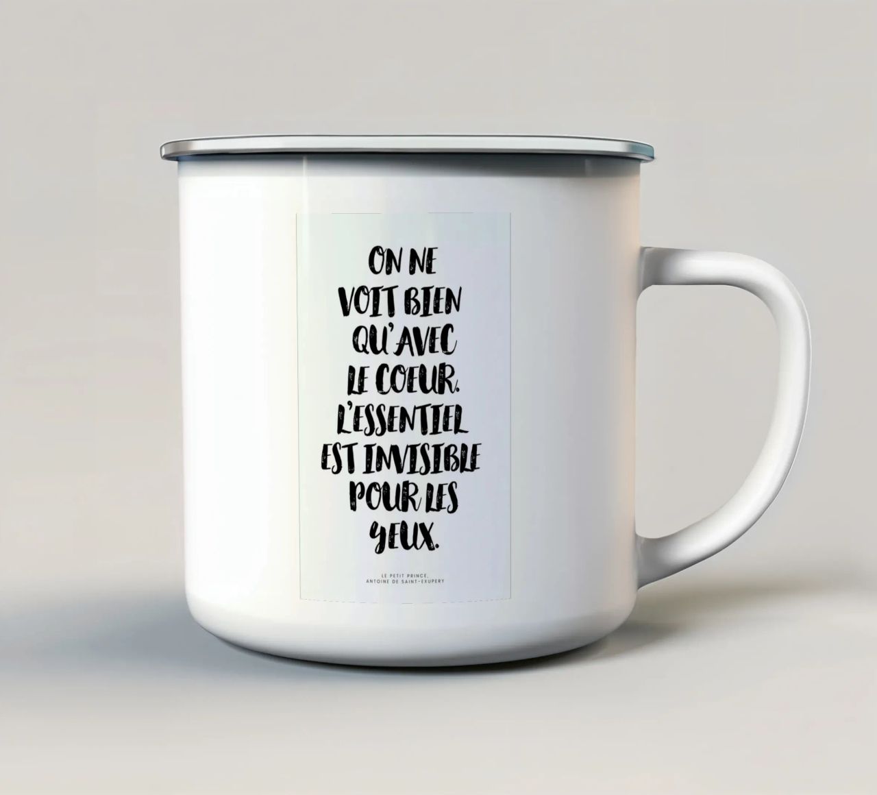 Voir avec le cœur tazza in smalto da typed