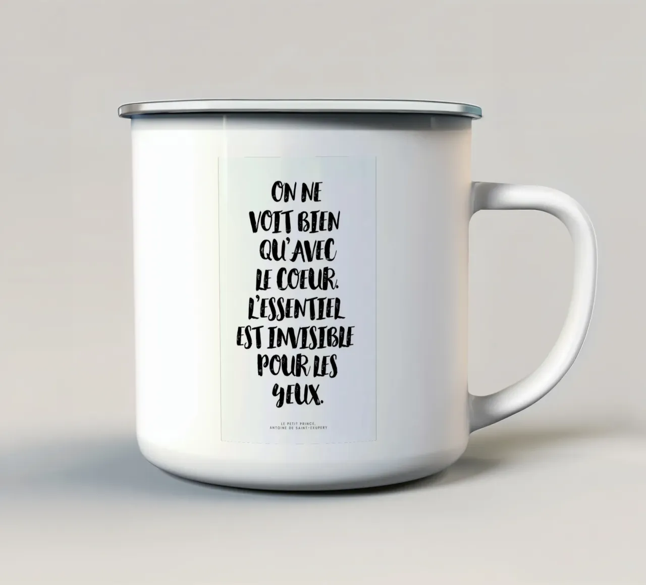 Voir avec le cœur tazza in smalto da typed