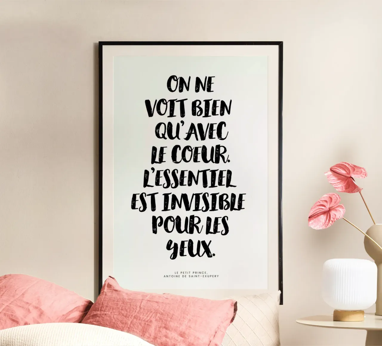 Voir avec le cœur poster con telaio in alluminio da typed