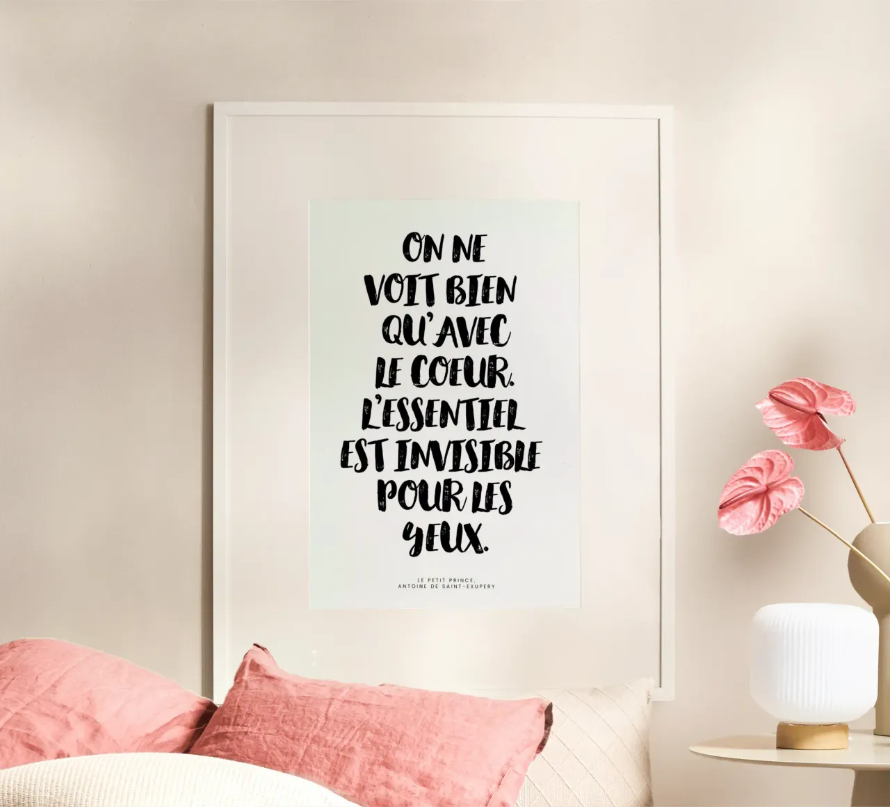 Voir avec le cœur poster con telaio in alluminio da typed