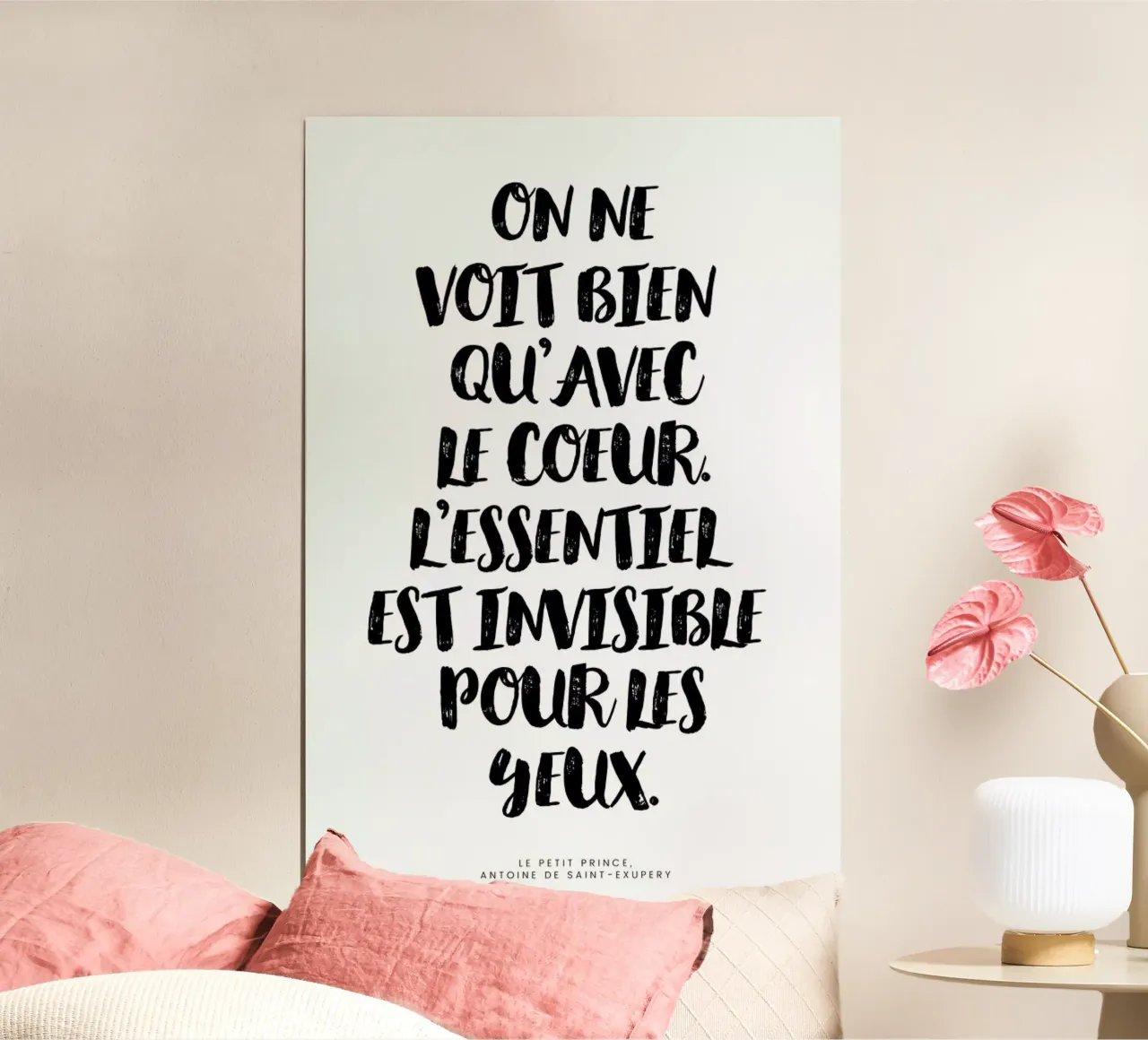 Voir avec le cœur poster con telaio in alluminio da typed