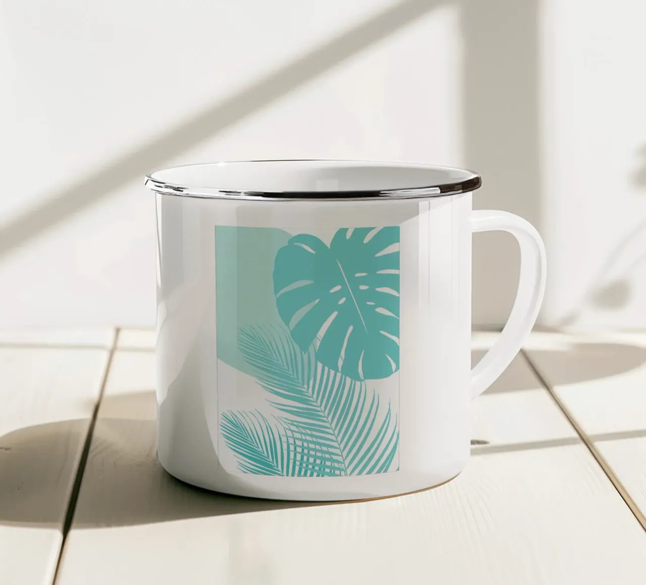 Monstera minima Palm 10a tazza in smalto da Nicholas Campbell