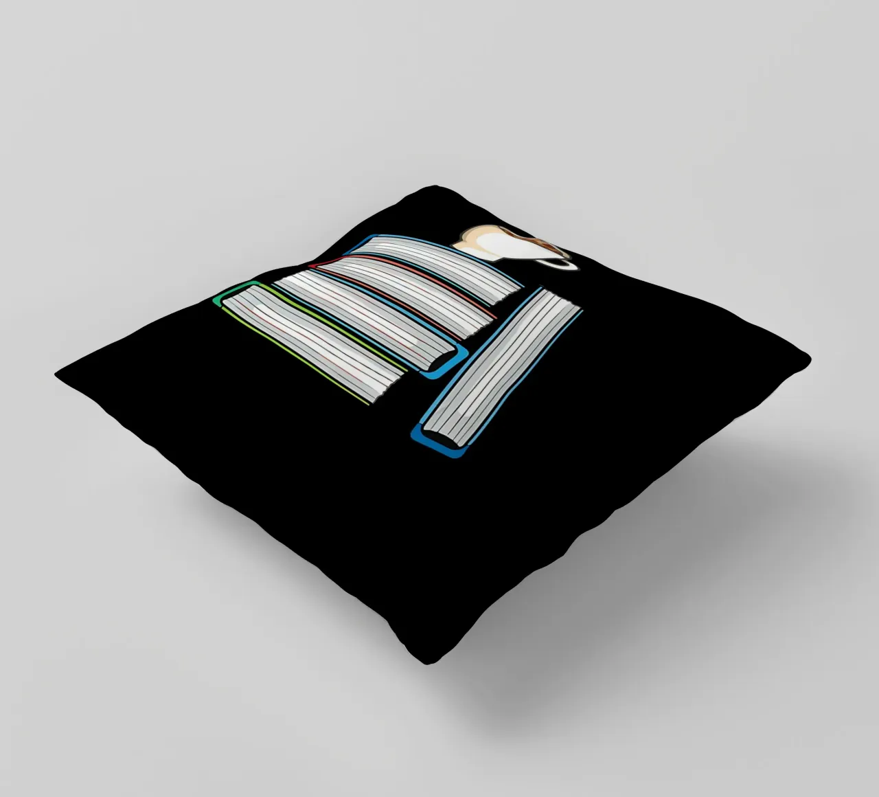 Coffee Books Bookaholic decorative cushion by Aiden Garcia