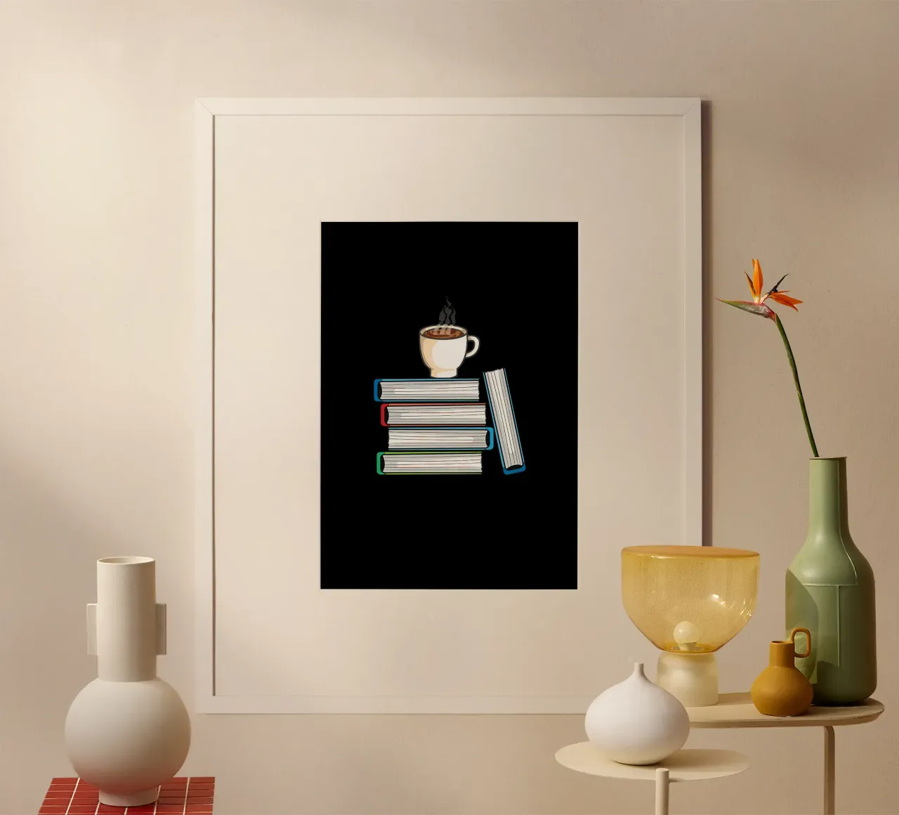 Libri per il caffè Bookaholic poster con telaio in plastica da Aiden Garcia