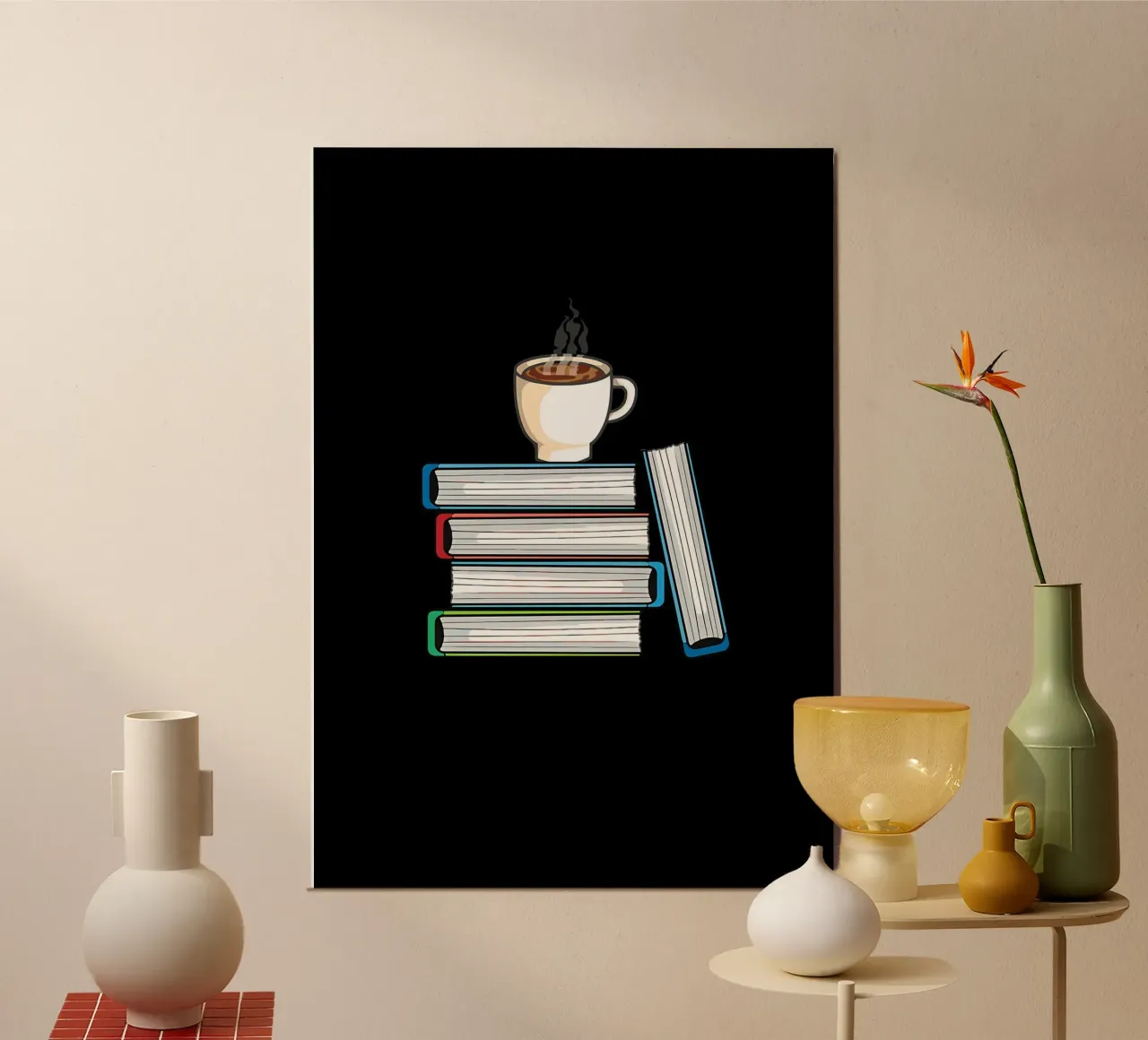 Libri per il caffè Bookaholic poster con telaio in plastica da Aiden Garcia