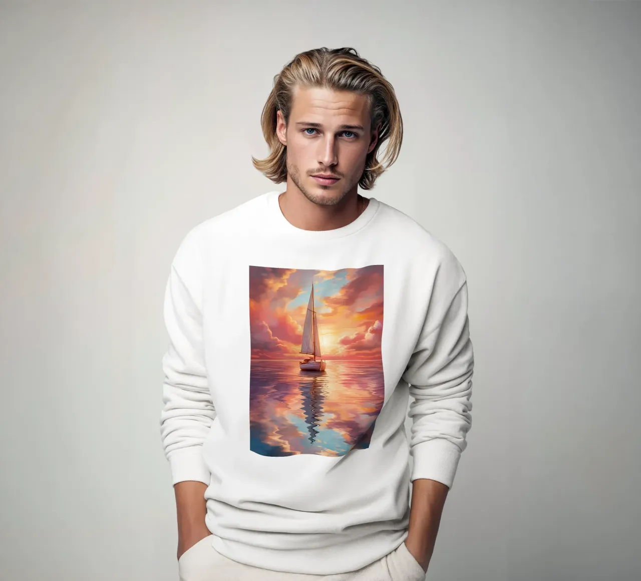 Tableau du coucher de soleil d'un voilier sweat de Bartosz Powalka