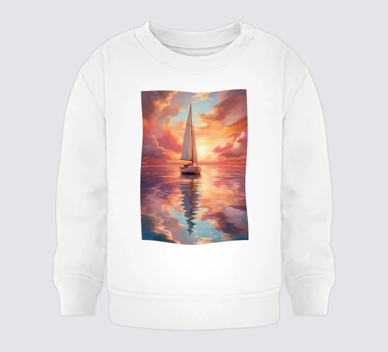 Segelboot Sonnenuntergang Gemälde Baby Sweatshirt von Bartosz Powalka