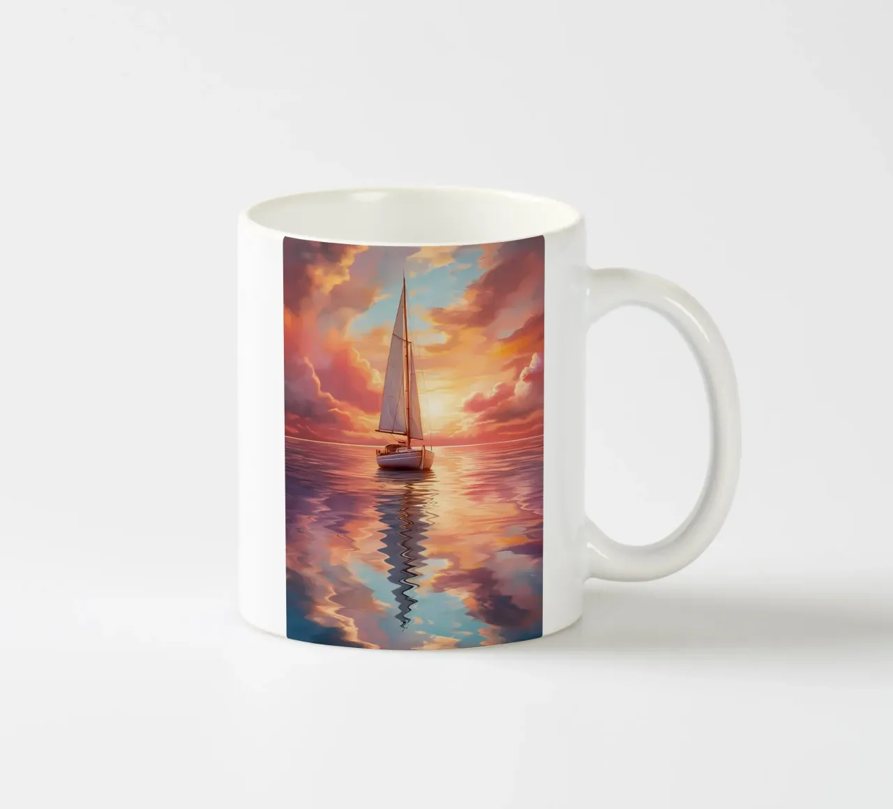 Sailboat Sunset Painting ceramic mug by Bartosz Powalka