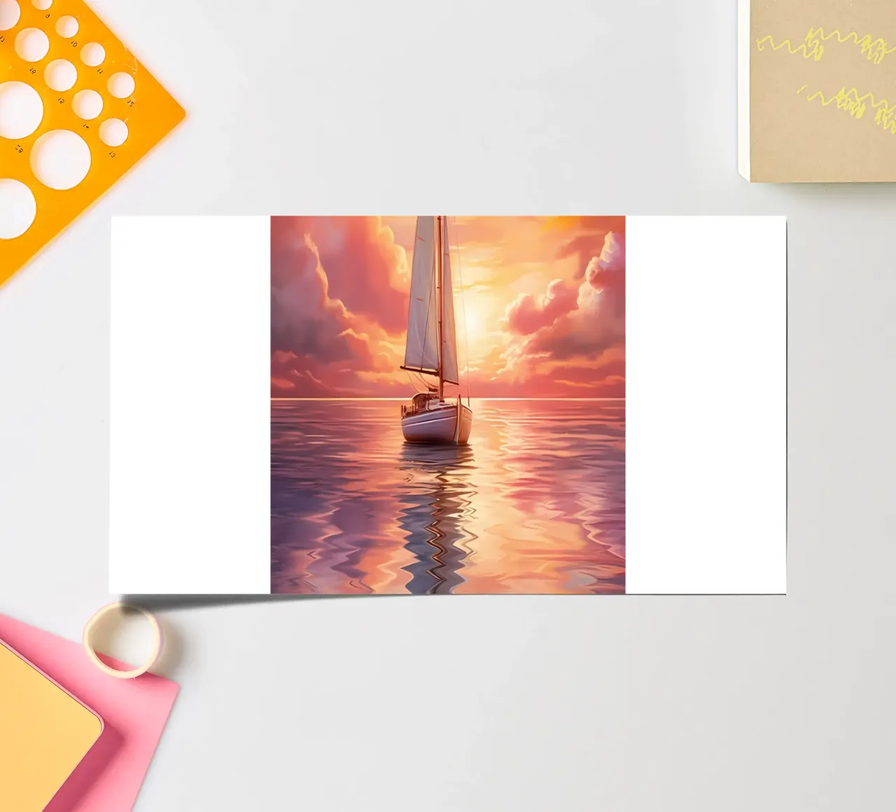Sailboat Sunset Painting sticker sheet by Bartosz Powalka