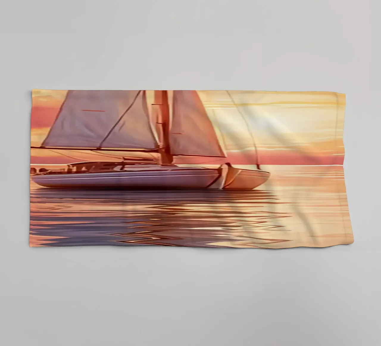 Tableau du coucher de soleil d'un voilier serviette de bain de Bartosz Powalka