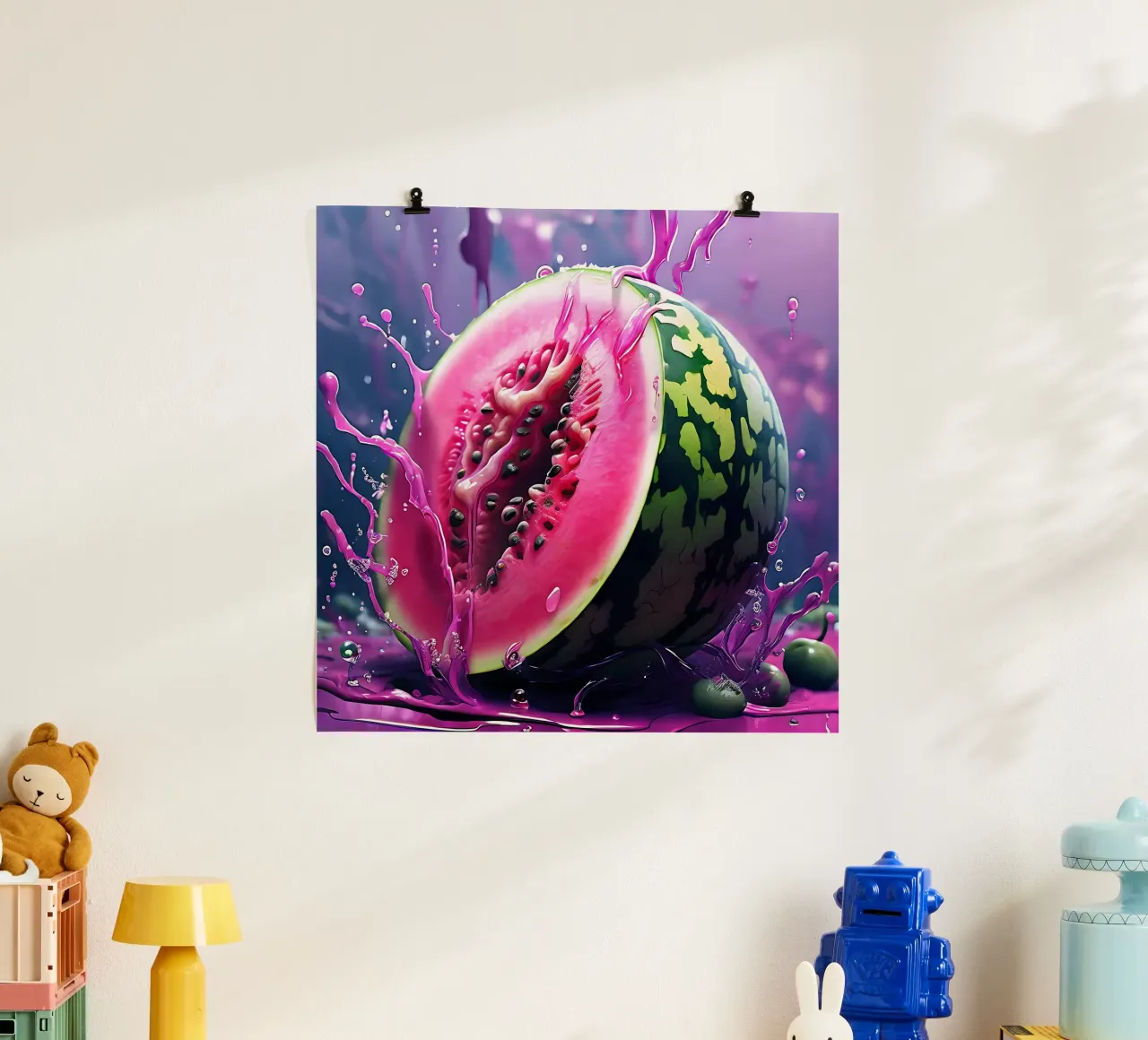 Anguria_1 poster con telaio in plastica da Pink- und LoveArt by LK