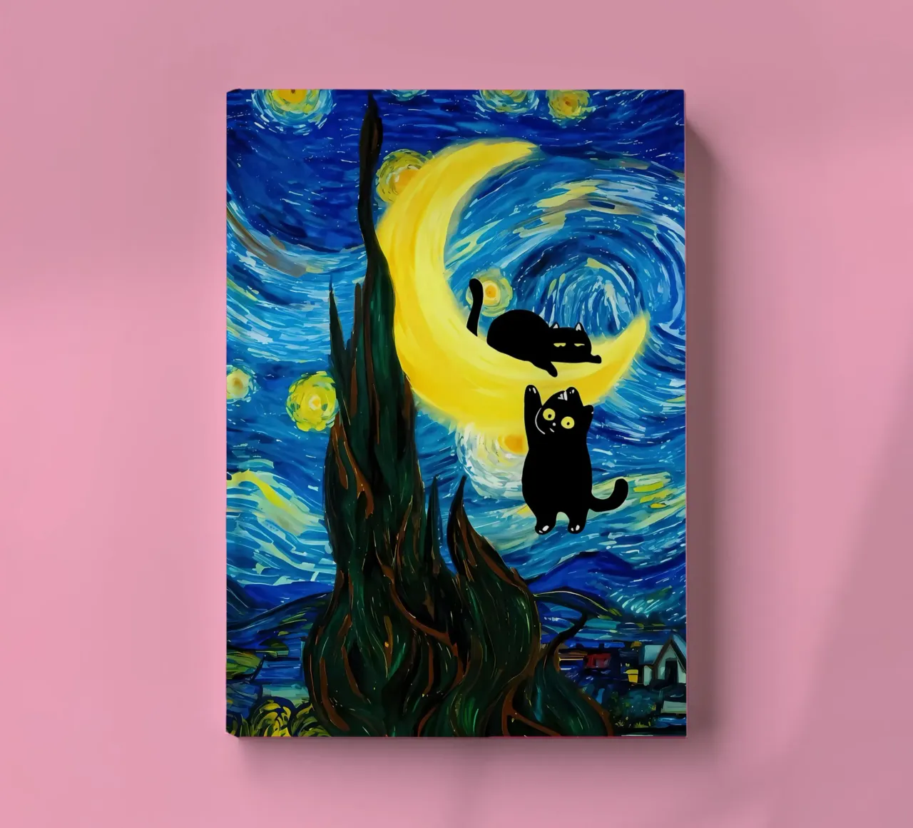 Cats on the Crescent Moon notebook by Adrian Patel