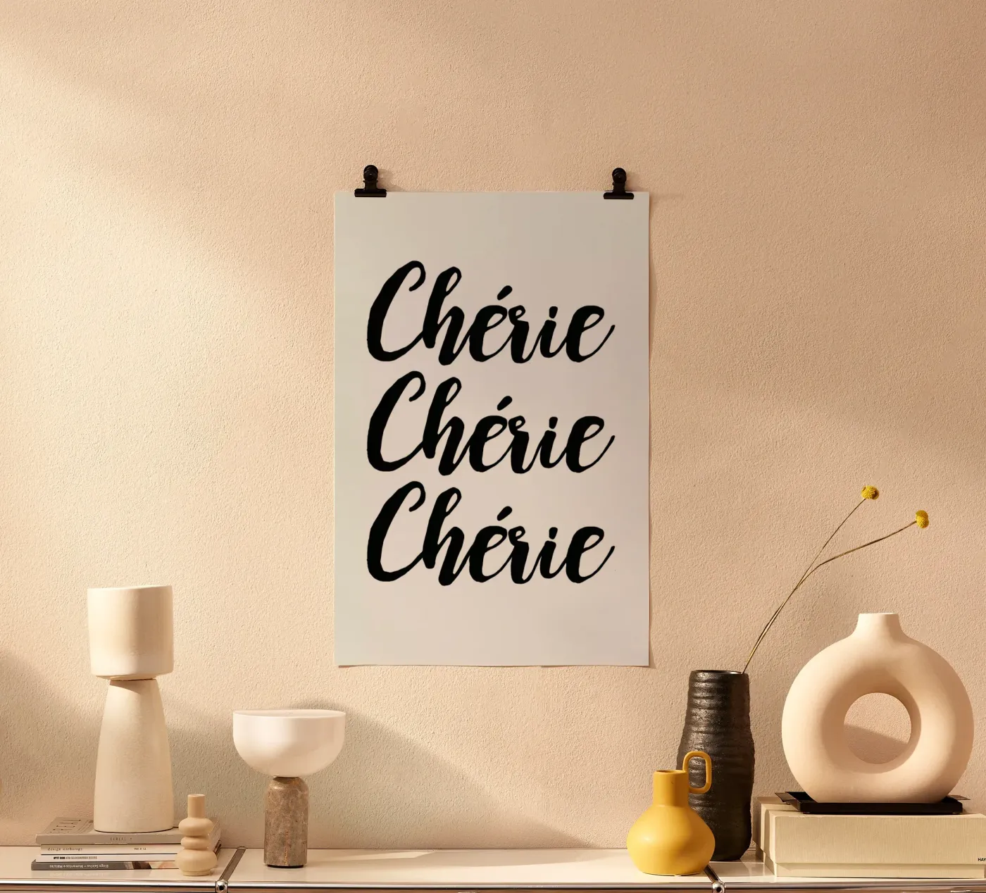 Chérie poster van typed