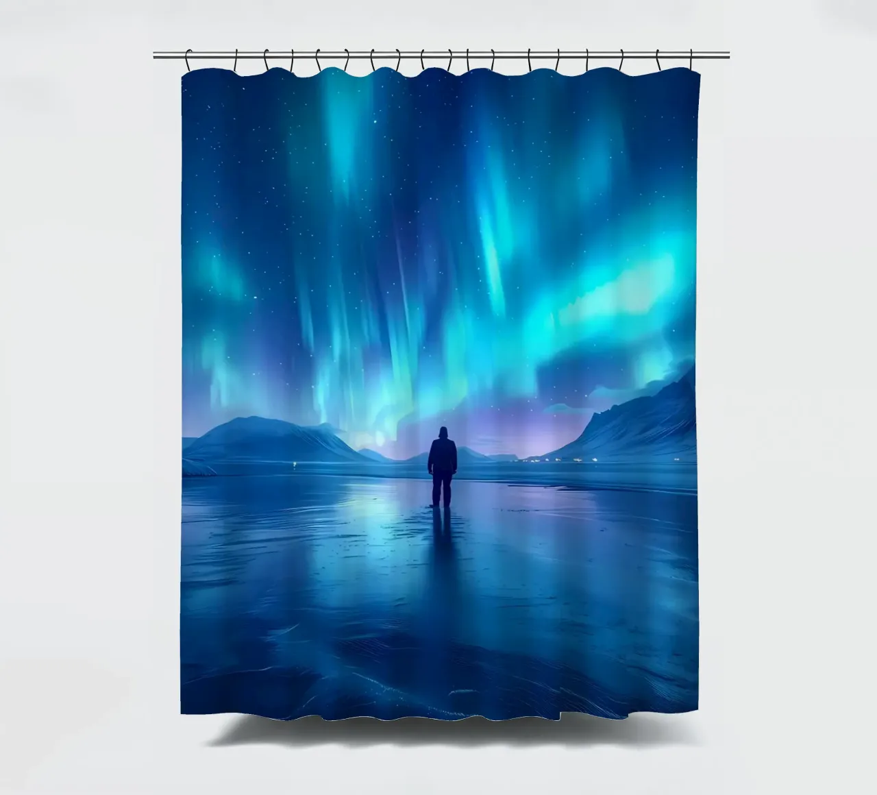 Paesaggio dell'Aurora Boreale tenda da doccia da Matthew Katz