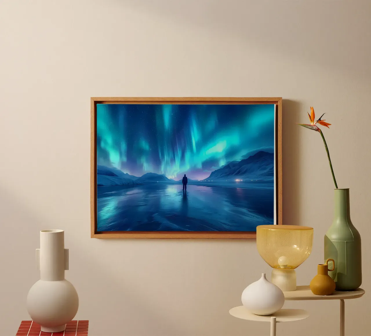 Landschap Aurora Borealis canvas van Matthew Katz