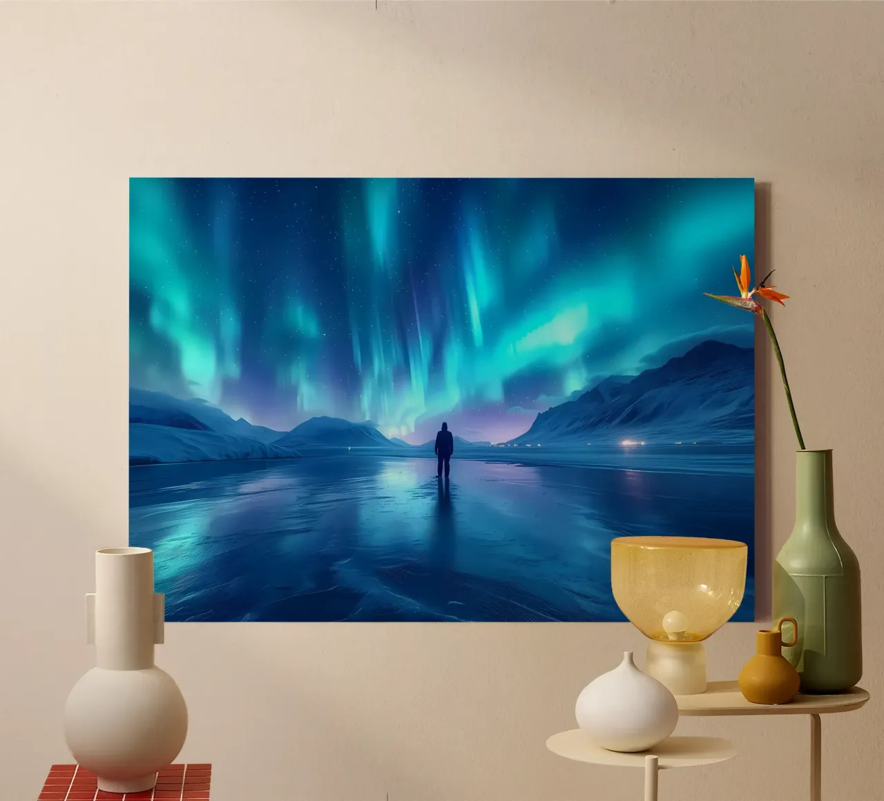 Landschap Aurora Borealis canvas van Matthew Katz